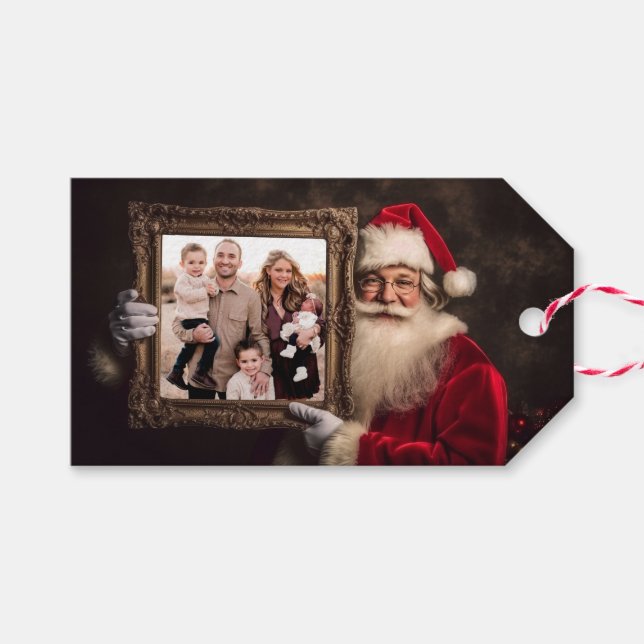 Alte Welt | Add-Your-Foto | Luxe Christmas Geschenkanhänger (Vorderseite (Horizontal))