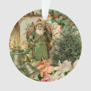 Alte Welt Grüner Weihnachtsmann Weihnachten Collag Ornament