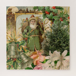 Alte Welt Grüner Weihnachtsmann Weihnachtscollage 