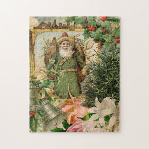 Alte Welt Grüner Weihnachtsmann Weihnachtscollage 