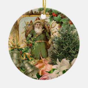 Alte Welt Grüner Weihnachtsmann Weihnachtscollage Keramik Ornament