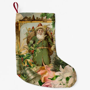 Alte Welt Grüner Weihnachtsmann Weihnachtscollage  Kleiner Weihnachtsstrumpf