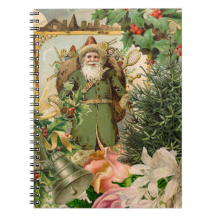 Alte Welt Grüner Weihnachtsmann Weihnachtscollage  Notizblock