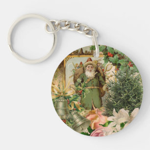 Alte Welt Grüner Weihnachtsmann Weihnachtscollage  Schlüsselanhänger