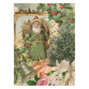 Alte Welt Grüner Weihnachtsmann Weihnachtscollage  Tischdecke