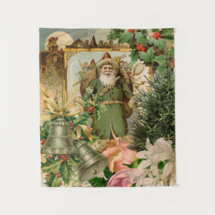 Alte Welt Grüner Weihnachtsmann Weihnachtscollage  Wandteppich