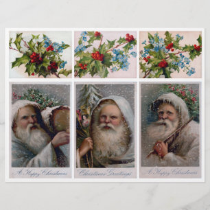 Alte-Welt-Santa-Porträts + Stechpalmen & Vergissme