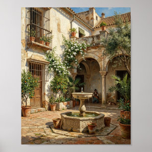 Alte Welt Sevillaner andalusischer Hof I Poster