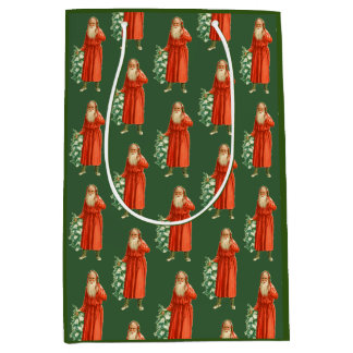 Alte Welt Weihnachtsmann Vintage Weihnachten Urlau Mittlere Geschenktüte