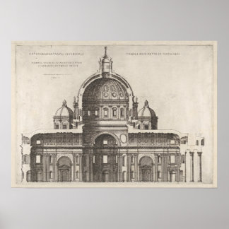 Alte Weltarchitektur Vatikanische Kathedrale Zeich Poster