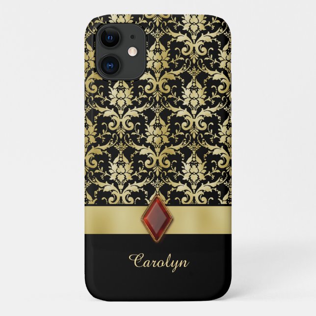 Alte Weltjuwel-Golddamast personalisiert Case-Mate iPhone Hülle (Rückseite)