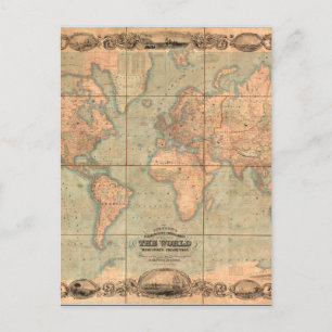 Alte Weltkarte 4 Postkarte