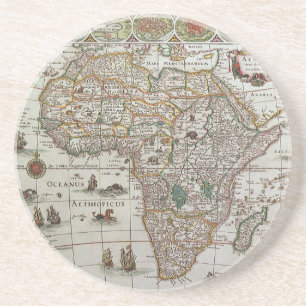 Alte Weltkarte Afrikas von Blaeu, ca. 1635 Sandstein Untersetzer