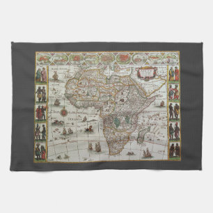Alte Weltkarte Afrikas von Blaeu, um 1635 Handtuch