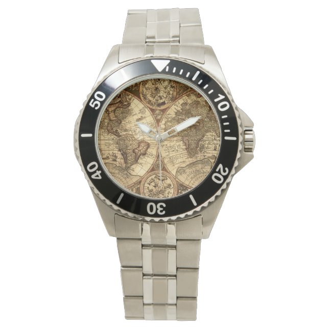 alte Weltkarte Armbanduhr (Vorderseite)