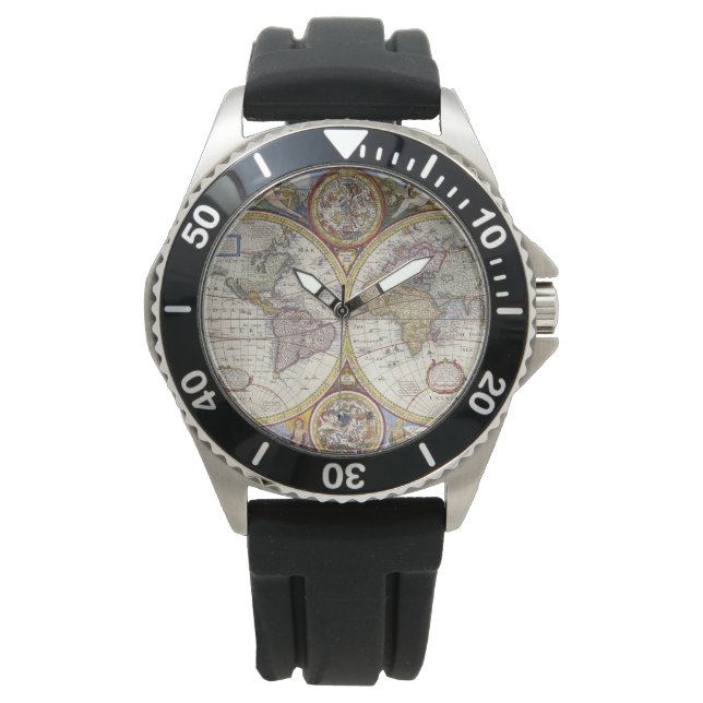 Alte Weltkarte Armüberwachung Armbanduhr (Vorderseite)