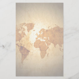 alte Weltkarte auf Vintagem gekrümmtem Papier