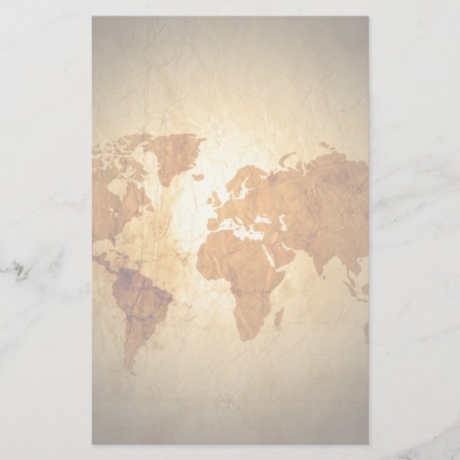 alte Weltkarte auf Vintagem gekrümmtem Papier (Vorderseite)