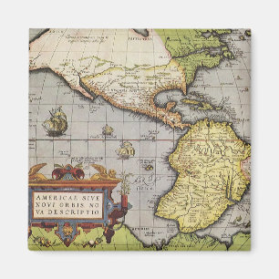 Alte Weltkarte der Amerikas, 1570 Magnet