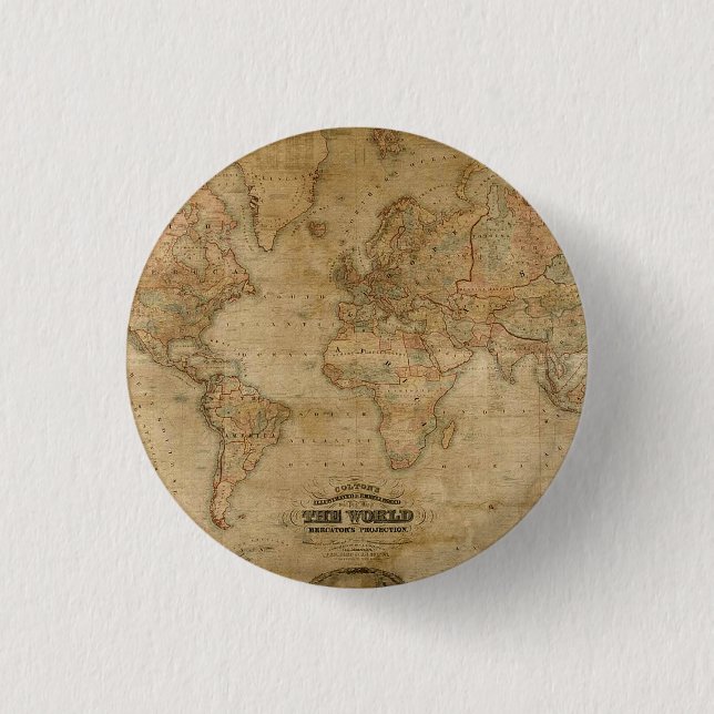 Alte Weltkarte der Antike auf einem Button (Vorderseite)