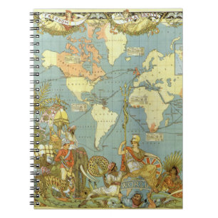 Alte Weltkarte des Britischen Empire, 1886 Notizblock
