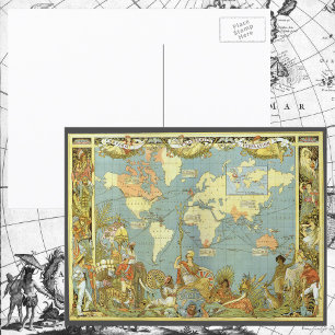 Alte Weltkarte des Britischen Empires, 1886 Postkarte