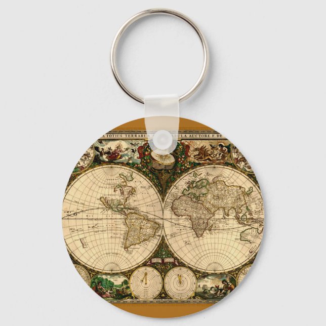 Alte Weltkarte Geschenke Schlüsselanhänger (Vorderseite)