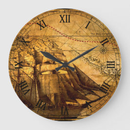 Alte Weltkarte Große Wanduhr