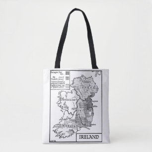 Alte Weltkarte Irlands KunstIllustration Tasche