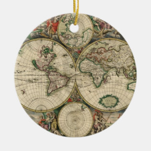 Alte Weltkarte Keramikornament