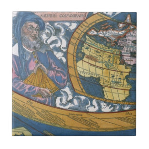 Alte Weltkarte mit Claudius Ptolemäus, 1507 Fliese