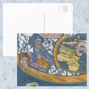 Alte Weltkarte mit Claudius Ptolemäus, 1507 Postkarte