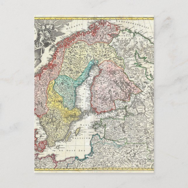 Alte Weltkarte Nordeuropas Postkarte (Vorderseite)