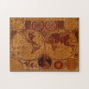 Alte Weltkarte Vintage-Kunstpuzzle