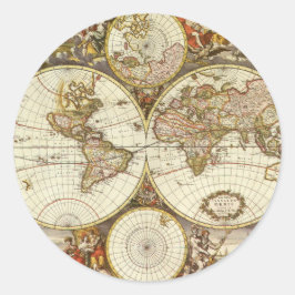 Alte Weltkarte von Frederick de Wit, c. 1680 Runder Aufkleber