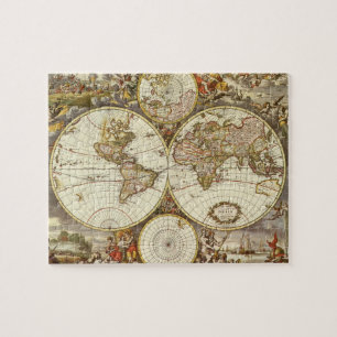 Alte Weltkarte von Frederick de Wit, ca. 1680