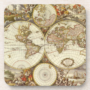 Alte Weltkarte von Frederick de Wit, ca. 1680 Getränkeuntersetzer