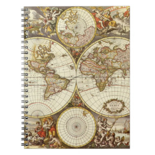 Alte Weltkarte von Frederick de Wit, ca. 1680 Notizblock