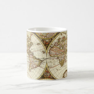 Alte Weltkarte von Frederick de Wit, um 1680 Kaffeetasse