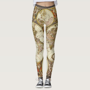 Alte Weltkarte von Frederick de Wit, um 1680 Leggings