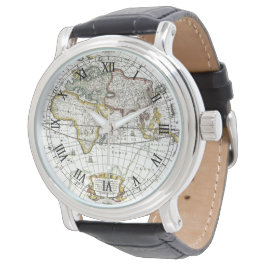 Alte Weltkarte von Hendrik Hondius, 1630 Armbanduhr