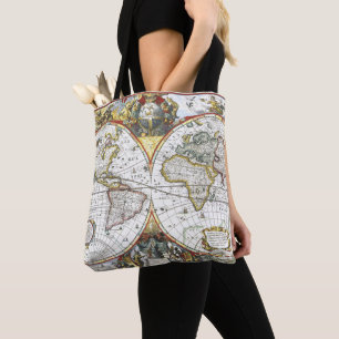 Alte Weltkarte von Hendrik Hondius, 1630 Tasche