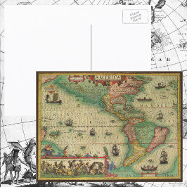 Alte Weltkarte von Hondius für Amerika Postkarte