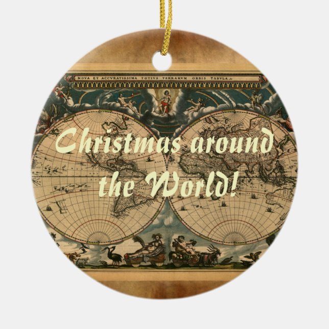 Alte Weltkarte Weihnachtsschmuck (Vorne)