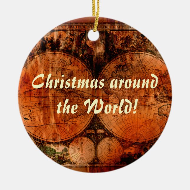 Alte Weltkarte Weihnachtsschmuck (Vorne)