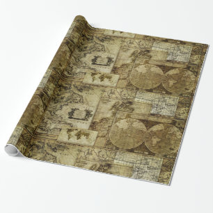 Alte Weltkarten Antiquitäten Geschenkpapier