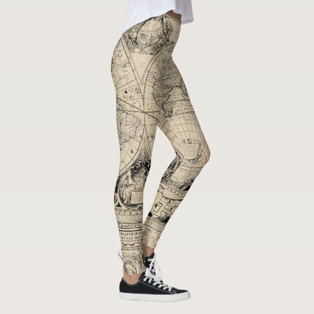 Alte WeltVintage Karte Leggings (Rechts)