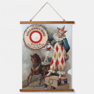 Alte Werbung für Arm & Hammer Soda Wandteppich Mit Holzrahmen