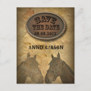 alte Western-Cowboy-Land-Hochzeit Save The Date Ankündigungspostkarte