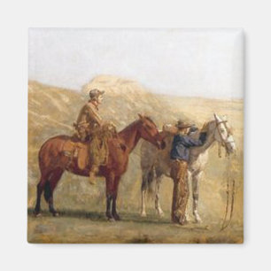 Alte Western Cowboys mit Pferden Magnet